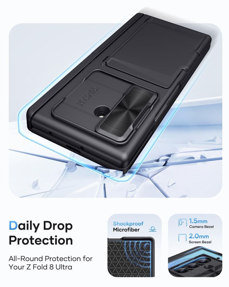 ASAFCASE for Samsung Galaxy Z Fold 8 Ultra Case Wallet with Stand, Black | Card Holder (1-2 Cards), Camera Cover, Hinge Protection, Outer Screen Protector, Rugged Phone Cover for Galaxy Z Fold 8 Ultra Black-S