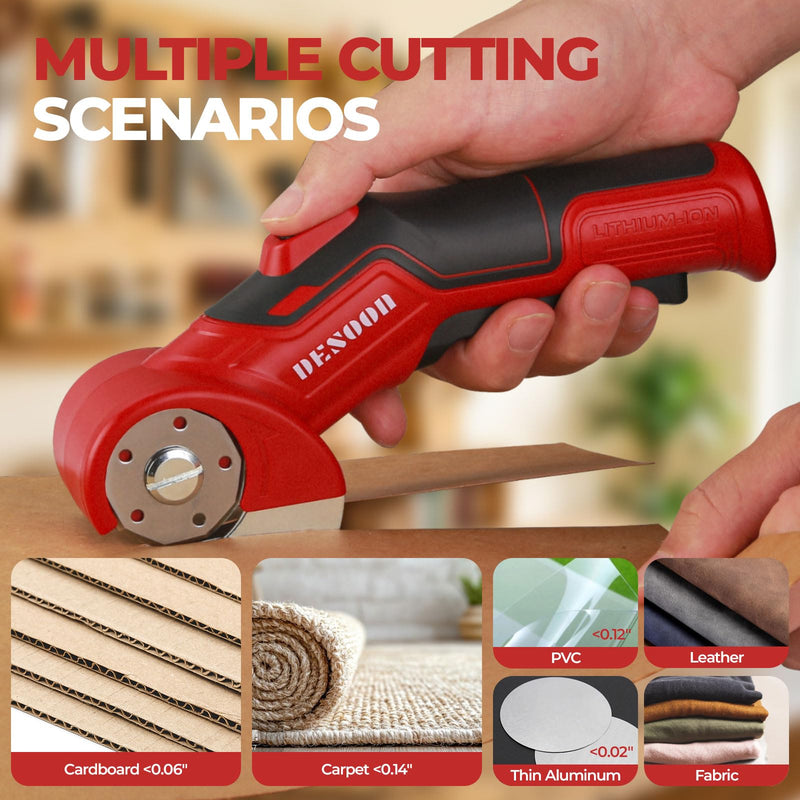 4V Cordless Electric Cardboard Cutter with Safety Lock for Home DIY | Ergonomic Carpet Cutter for Effortless Cutting of Cardboard, Fabric, Plastic, Leather and Package