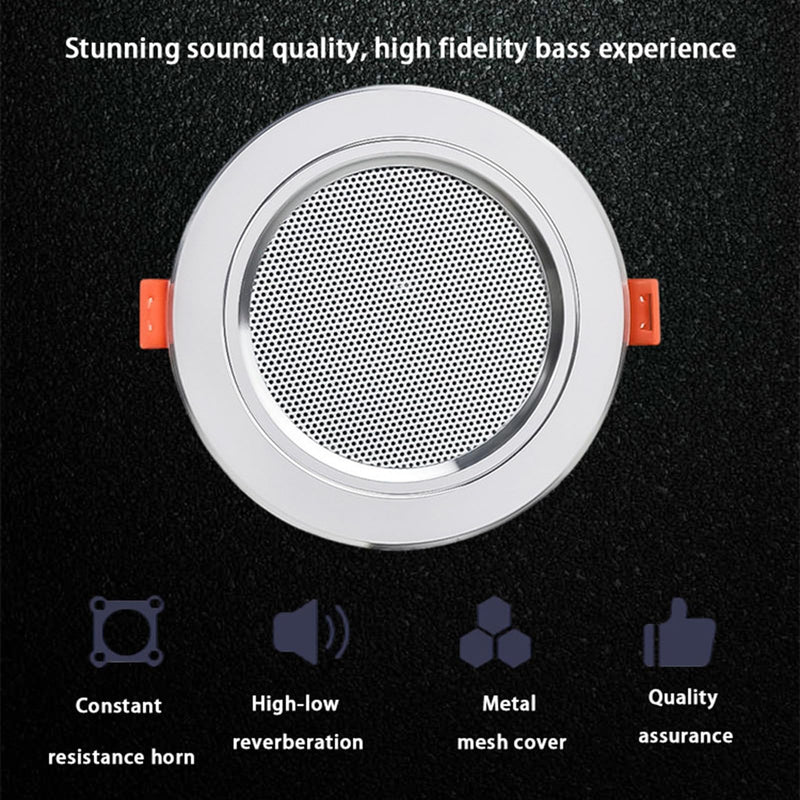 Round Ceiling Speaker 3 Inch 10-12W | Clear Sound Aluminum Alloy Spring Clip Design for Home Theater Commercial Background Music