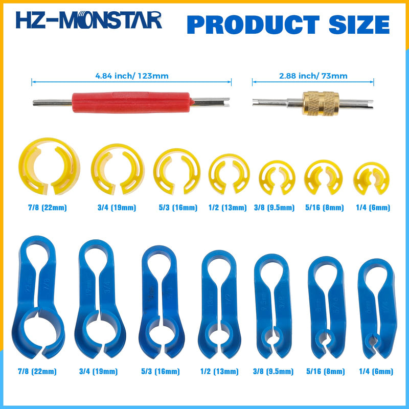 16Pcs AC Fuel Line Disconnect Tool Set, Fuel Line Removal Tool with Storage Box 1/4 5/16 3/8 1/2 5/8 3/4 7/8 Inch for AC Fuel Line Transmission Oil Cooler Line and Most Car