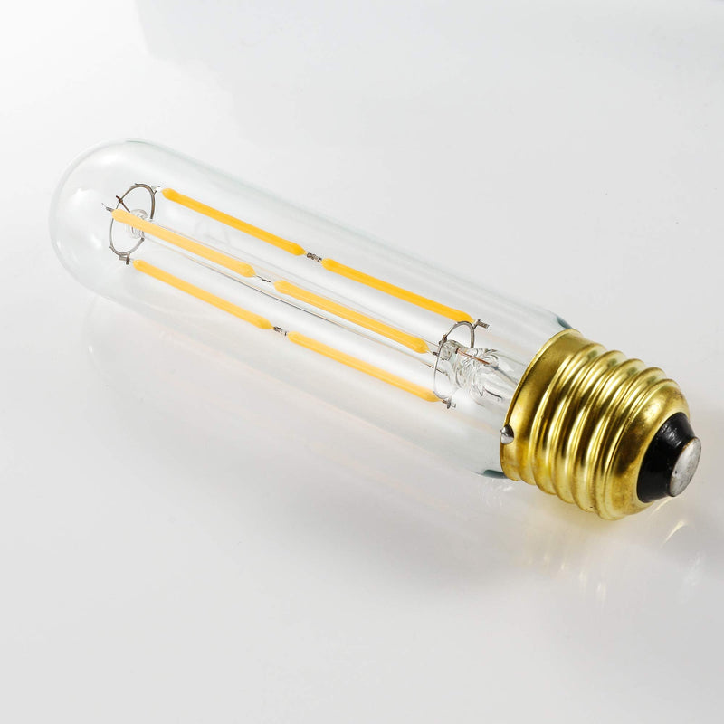 Dimmable T10 Edison Led Tubular Bulb 3000K Soft White E26 Vintage Led Filament Tube Bulb 60 Watt Equivalent 600lm E26 Base Lamp Bulb 6W for Display Cabinet Showcase Piano. (6-Pack.) 6w=60w Soft White 3000k 6p