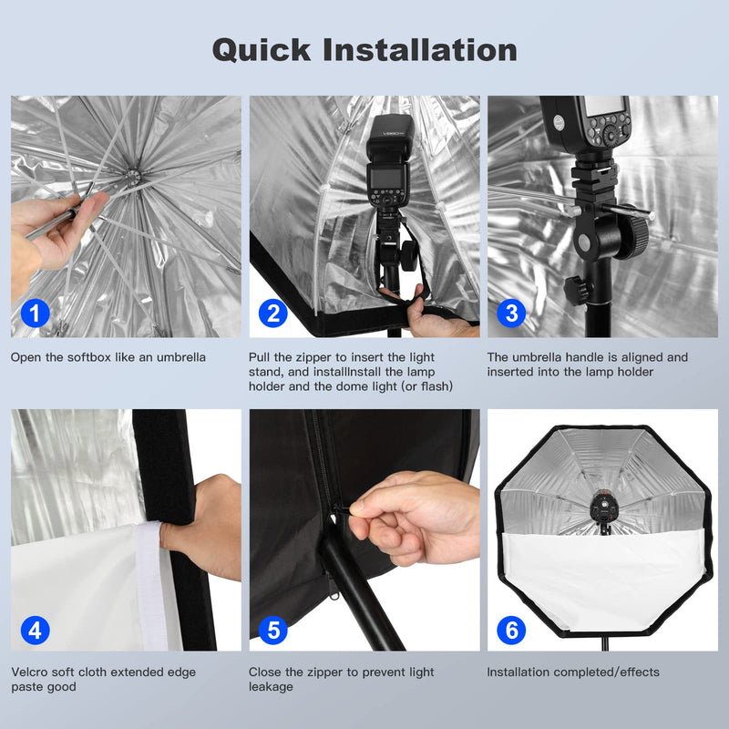 Godox 47.3" / 120cm Octagon Umbrella SoftBox with Carrying Bag Portable Octabox for Studio Photography Flash Speed Light 47.3in