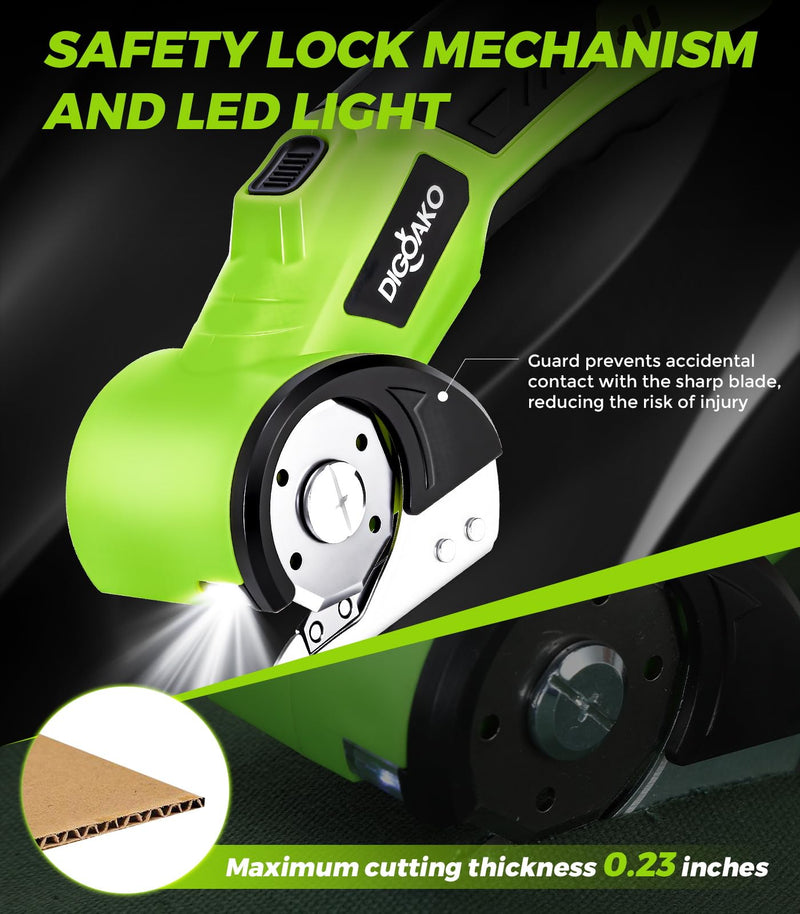 Cardboard Cutter - Rechargeable Cordless Electric Scissors, 4V Duty Electric Box Cutter for Cardboard, Safety Lock & LED Light, Powerful Cutting for Carton Carpet Plastic Fabric Leather