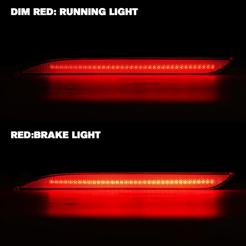 litzland LED Rear Reflector Light Compatible with Ford Mustang 2015 2016 2017 Clear Lens Led Red Brake Tail Lamps