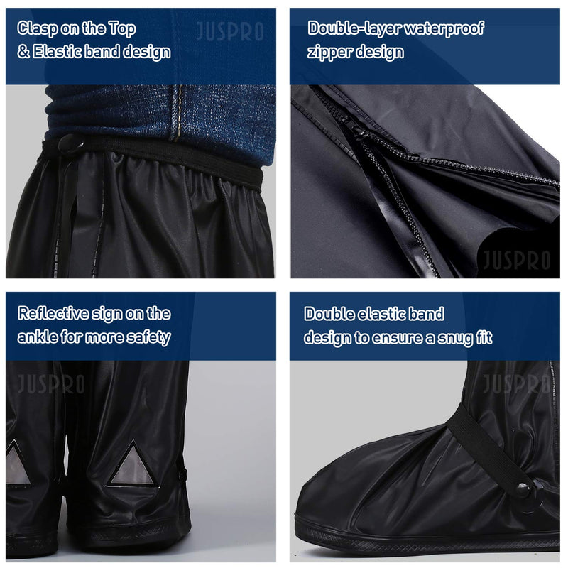 Waterproof Rain Boot Shoe Cover with Reflector for Outdoor Sports Hiking Climbing Camping Scooter Travel Black-xxl