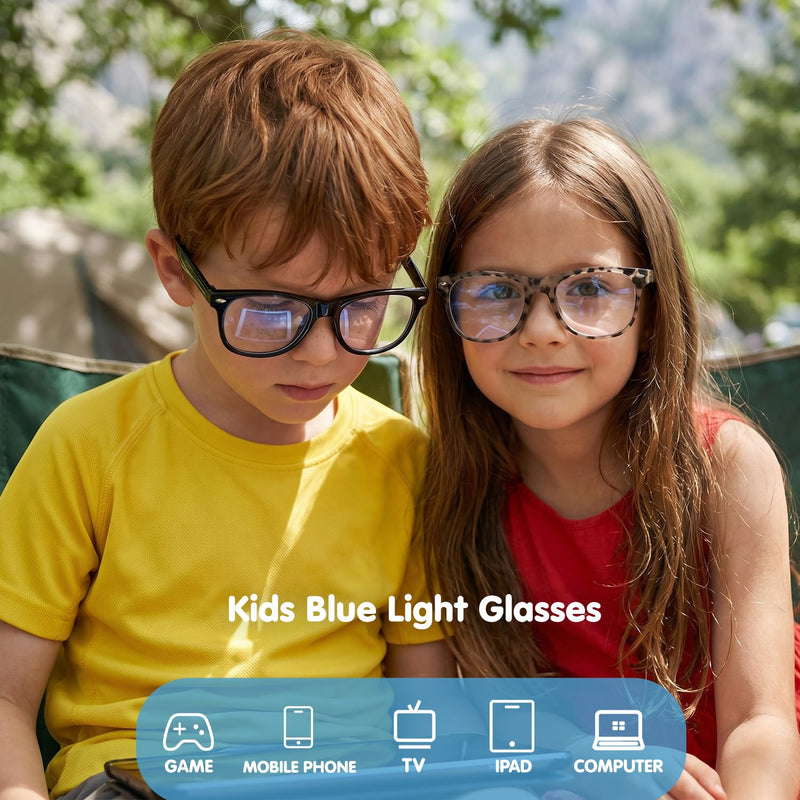 Blue Light Glasses for Kids Toddler Girls Boys 2-8 age | Kids Blue Bight Glasses 3pack Eyestrain Computer UV400 Anti Glare TR90 Unbreakable Black + White + Translucent Blue Age 2-8 Yrs