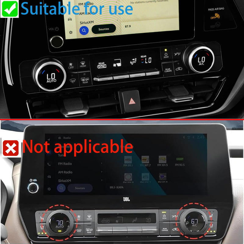 for Toyota Highlander 2023 2024 2025 Accessories (Does not fit Grand Highlander) - 6 Piece Set, Mirror Adjuster, Radio Control, Air Conditioning, Start Button Cover/Ring (red) Red