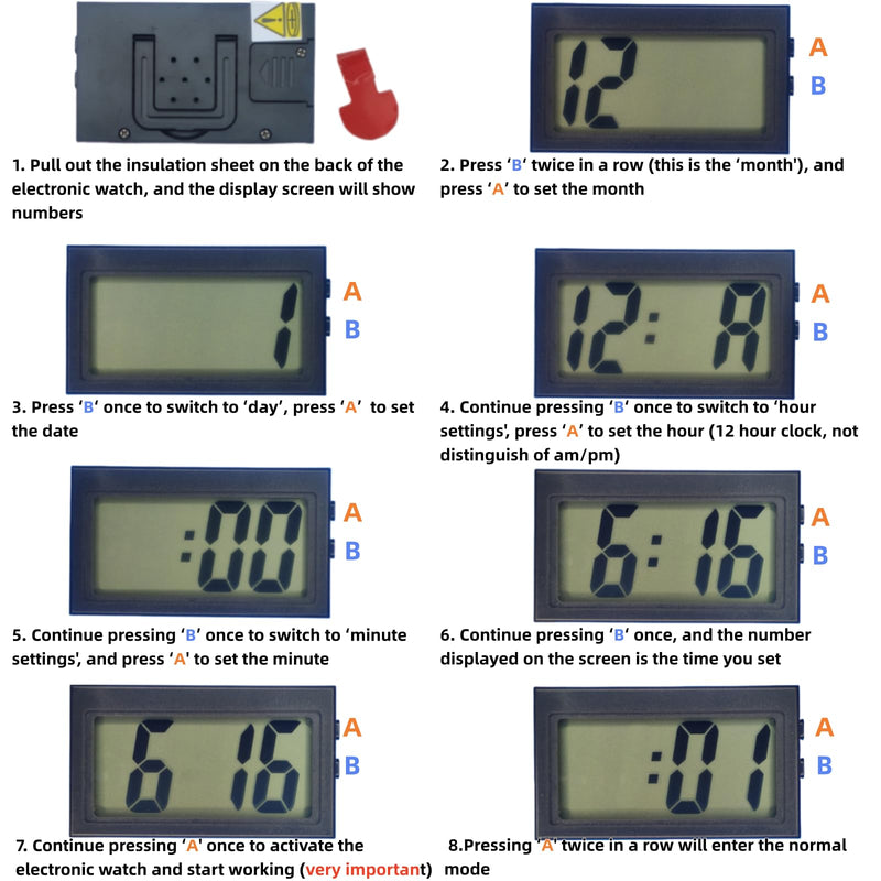 Shudyear Small Digital Clock， with Jumbo LCD Time & Day Display，Mini Automotive Small Digital Clock Battery Operated for Desktop Nightstand Pocket Car Truck Dashboard & Air Vent (1, Black) 1