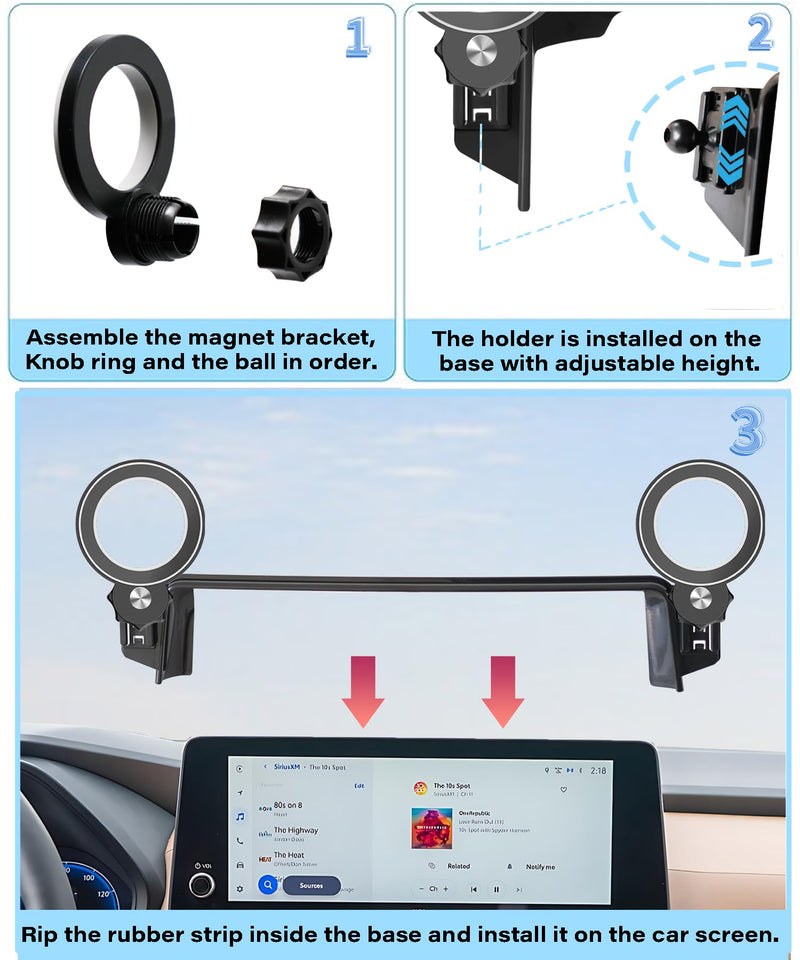 Car Phone Holder for Toyota Grand Highlander/ Hybrid 2024-2026 Accessories | 12.3" Screen Clip-On MagSafe Strong Magnetic Cell Phone Mount, Dual Slots for Driver & Passenger,360° Rotatable Hands-Free for 2024-2026 Grand Highlander (12.3" Screen)