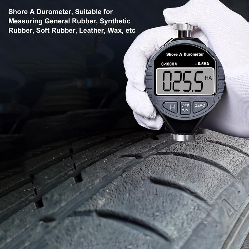 Hardness Tester, Durometer Shore Type A 0-100HA, Digital Durometer 0.1HA Resolution, with Large LCD Display for Rubber, Plastic, Tire, Leather, Wax