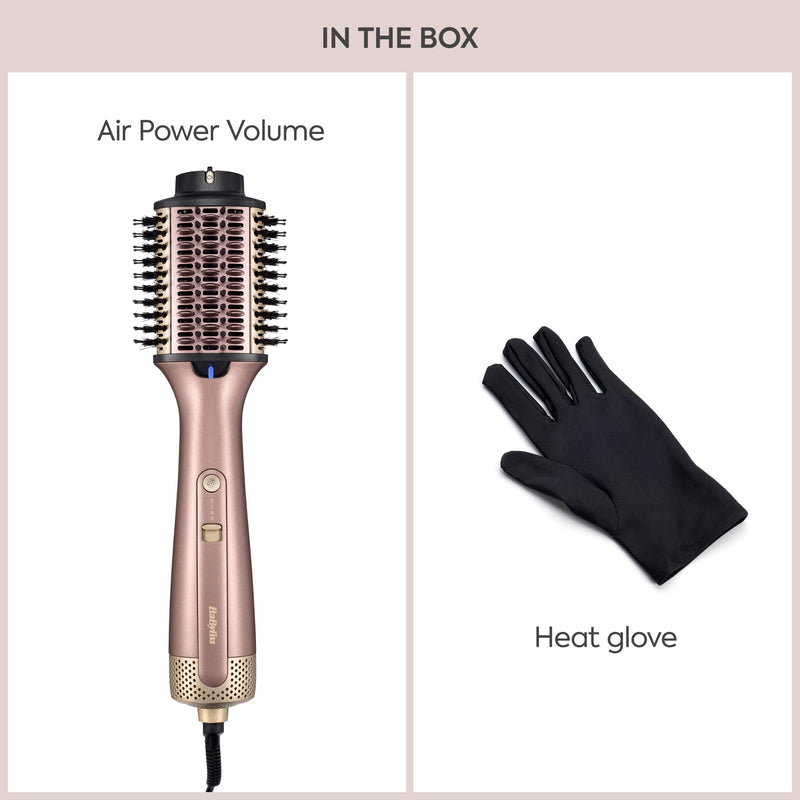 BaByliss Air Power Volume - 2-in-1 Hair Dryer and Styler, Wet and Dry Modes, Smoothing Blow Dryer Brush with 3 Temperature Settings, Ionic & Ceramic, Gold, AS95U