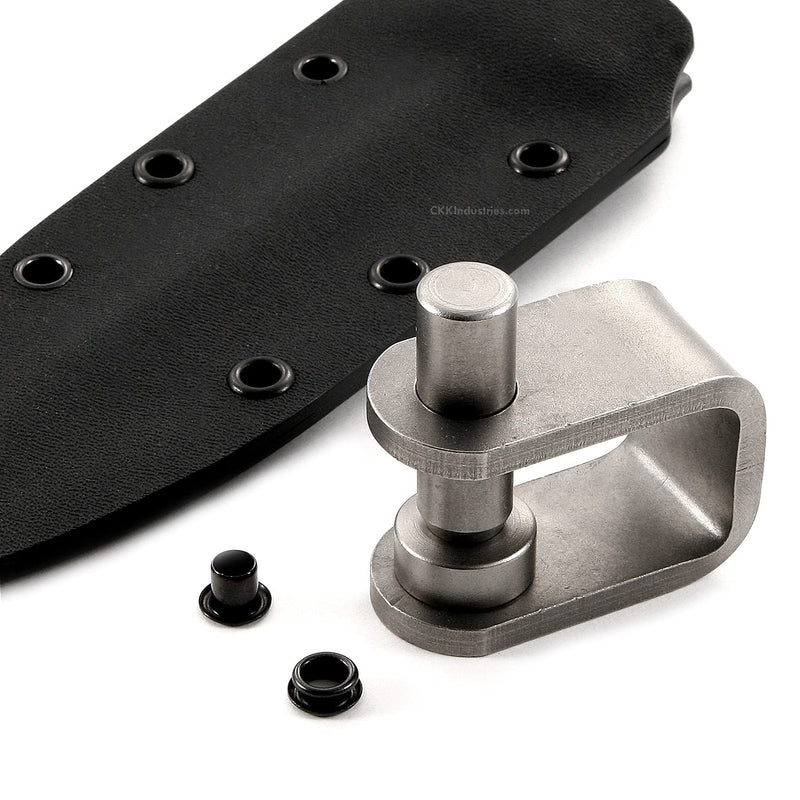 Eyelet Setting Tool & (10) Eyelet Combo - (1) [#8 Eyelet Setting Tool (1/4 in.)] + (10) [#8-9 Black Eyelets (1/4 in.)] - for KYDEX Holster Making, Sewing, Canvas, Tent Making (#8 Setting Tool + (10) #8-9 Black Eyelets)