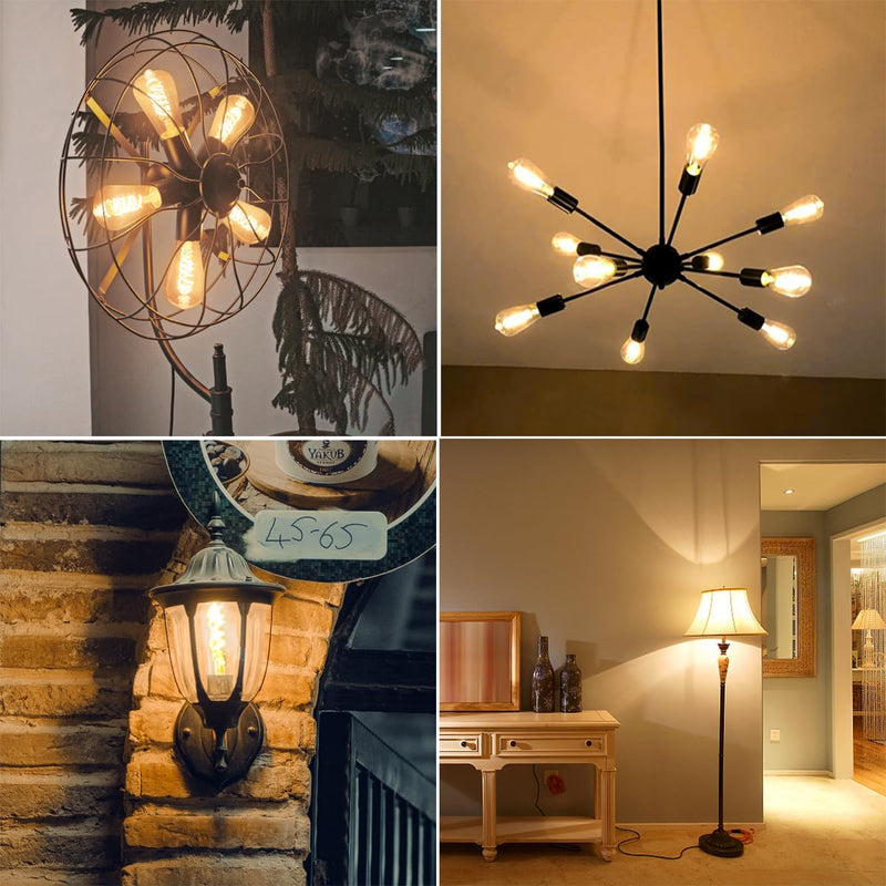 12 PCS Dimmable Vintage LED Edison Bulbs, 6W Equivalent 60 Watt, Warm White 2700K, Antique Flexible Spiral LED Filament Light Bulb, ST58 (ST19), 600 Lumens, E26 Base, Clear Plastic 2700k 12pack