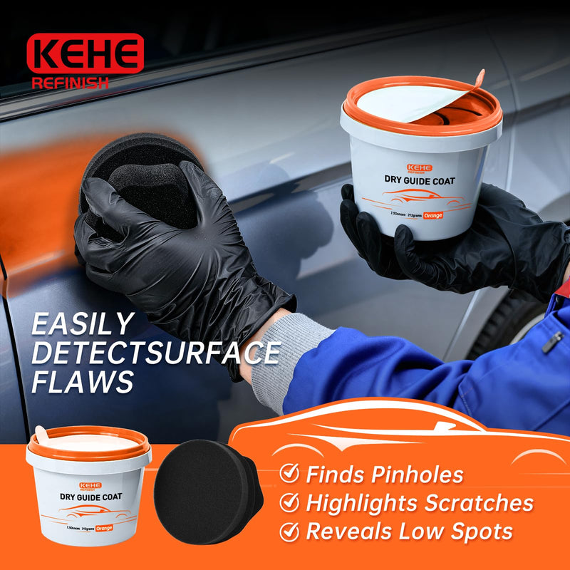 7.5 oz(212g) Orange Dry Guide Coat Auto Body,Ultra-Fine Sanding Powder Coat Kit-Efficiently Detects Sanding Scratches, Pinholes in Body Fillers,Repairs Surface Imperfections and Dents Orange Coat