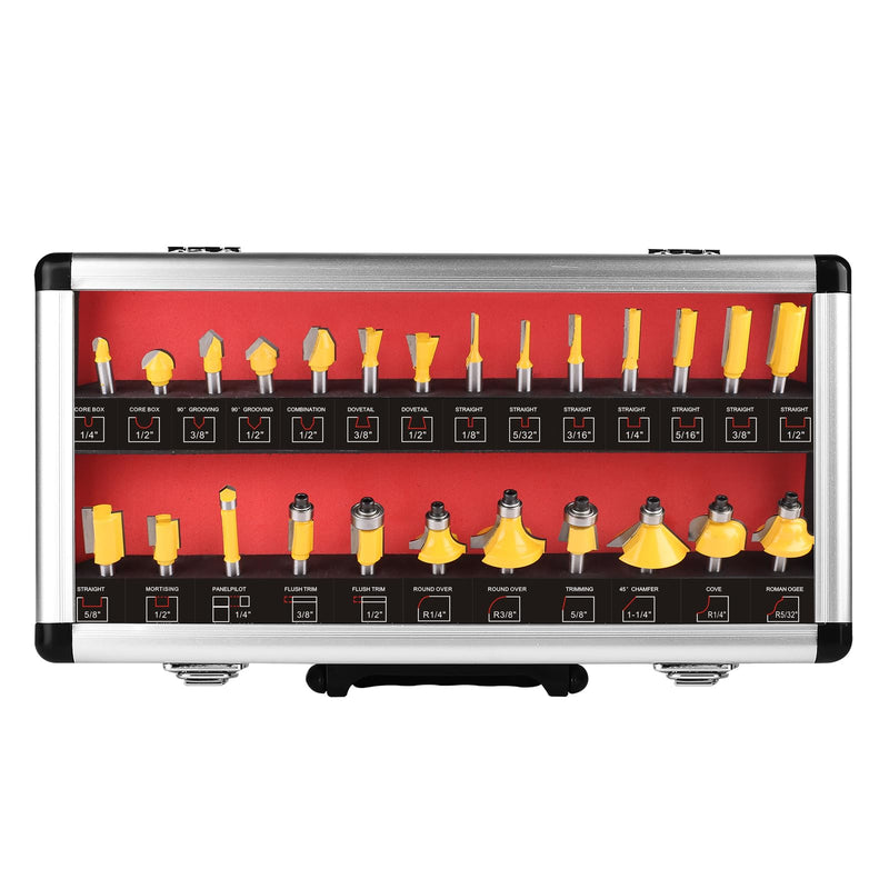 Router Bits 25 Pieces, 1/4 Inch Shank Tungsten Carbide Router Bit Set, for Professional and Beginners Carpenter