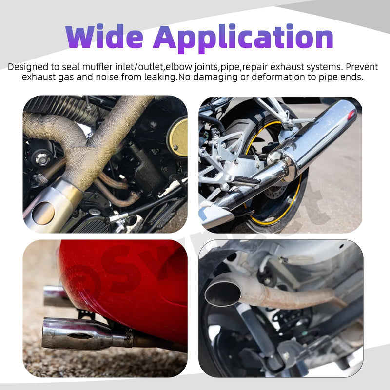 Swpeet 2Pcs Galvanized 2" - 50mm Exhaust U Clamp Kit, Galvanized Muffler U-Bolt Clamps, Universal Heavy Duty U-Bolt Muffler Clamp Ideal for Tip Pipes Connection