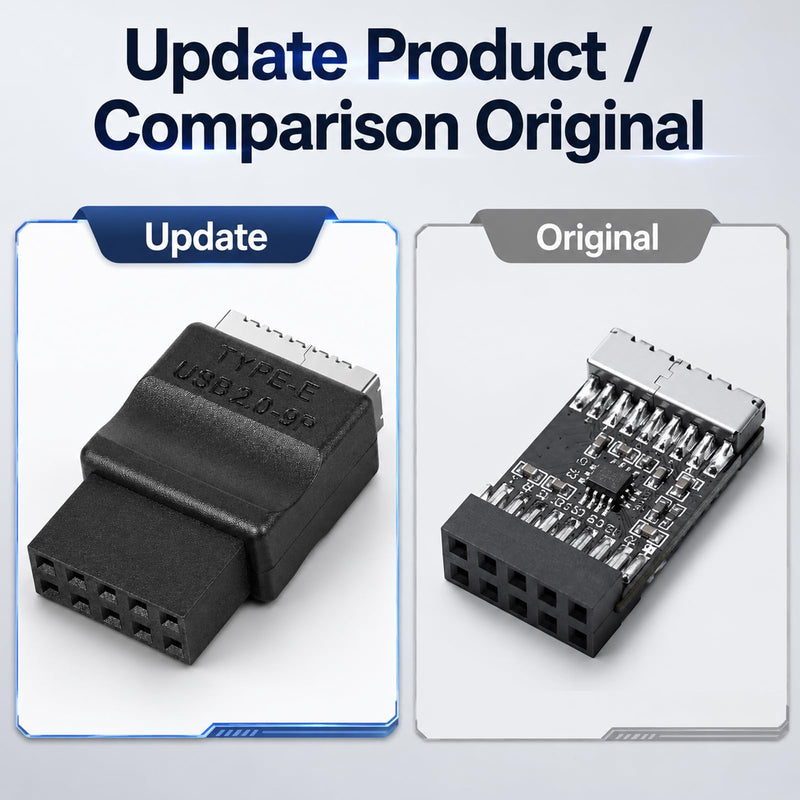 USB 2.0 to USB 3.2 Gen 1 Header Adapter for Mainboard, Front Panel Connector, Internal Conversion Adapter with Type E Key-A Female Front Panel Socket to 9 Pin Header Black