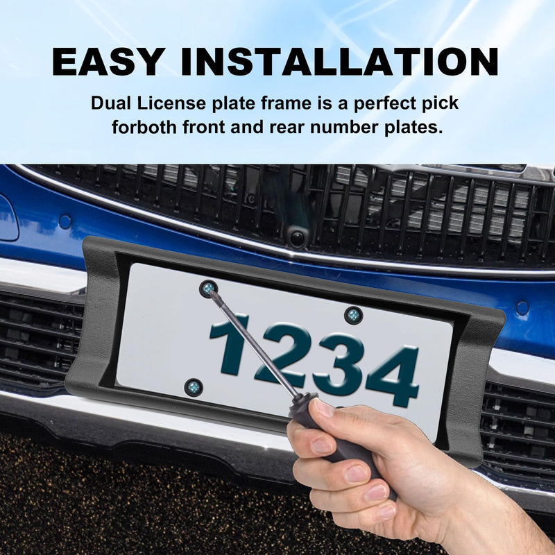 Car 2.3 Inch Thick Rubber License Plate Fixed Frame License Plate Bumper Flexible Rubber Bumper Guard License Plate Frame Fit for Cars Trucks SUVs Vans