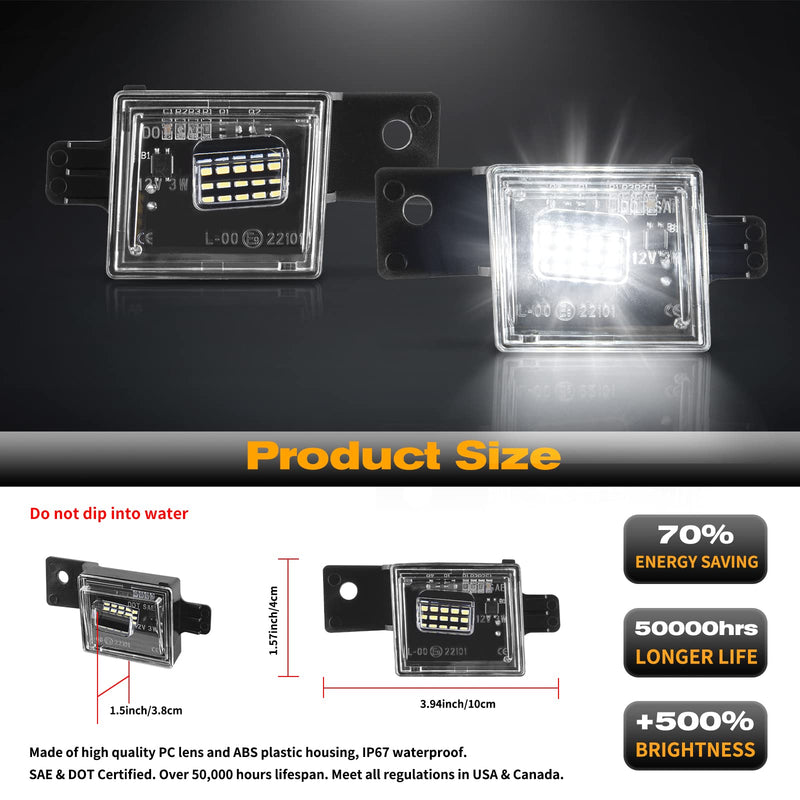 Gempro LED License Plate Light Rear Tag Lamp Assembly for 2014-2023 Chevy Silverado GMC Sierra 1500 2500HD 3500HD, 6000K White 15-23 Silverado