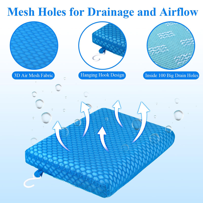 Anycosy Shower Seat Cushion Waterproof Sauna Seat Cushion Bathtub Cushion for Sauna,Slip-Resistant 3D Foam Mesh Bathtub Chair Pad with Hook,Quick Drying Shower Seat Mat for Elderly (Blue, Medium) Blue