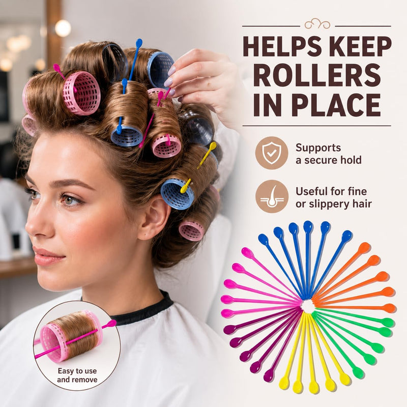 Mnixy 100 Pack Plastic Hair Perm Rods, 7.5 cm Curling Sticks, Single Colour | 100 reusable PP plastic curling rods in one colour, 7.5 cm long, for wet or dry hair styling, sectioning and salon practice.
