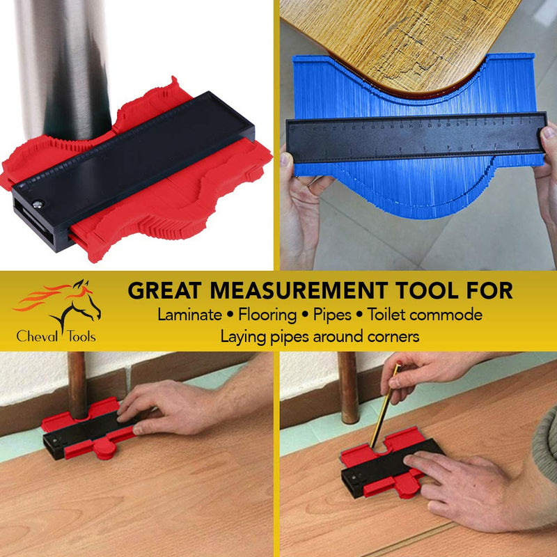 Contour Gauge Set (10-Inch Widened + 5-Inch) – Profile Measuring Tool for Flooring, Trim, Tile & Pipes