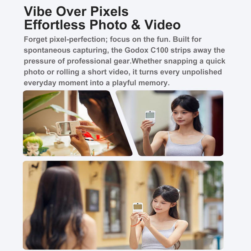 Godox C100 Transparent Viewfinder Pocket Camera | 65g Ultra Light, 4 Aspect Ratios, OTG Transfer, Max With 32GB TF card storage, Great for Film Photography & Street Vlog