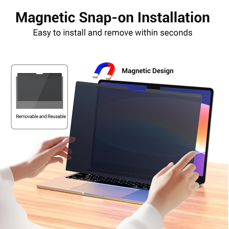 Strong Magnetic Privacy Screen Compatible with MacBook Air 15 Inch 2023-2025,M2, M3, M4, Upgraded Removable Screen Protector Mac Air 15 inch Laptop Screen Filter Shield Anti BlueLight Glare Anti Spy Macbook Air 15Inch