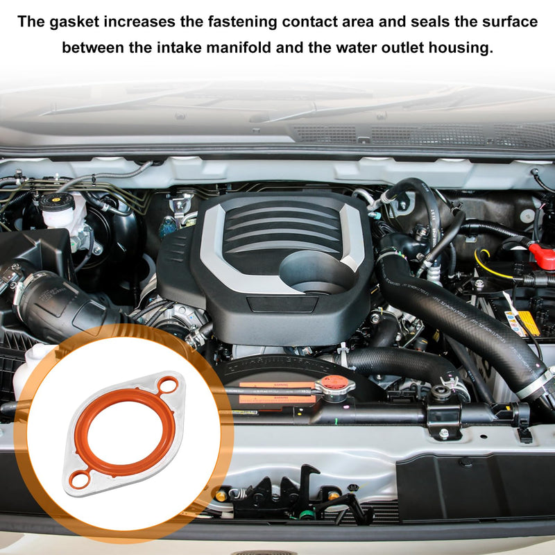 Thermostat Water Neck Housing Gasket, Silicone Thermostat Engine Coolant Water Neck Replacement with 1/8" Aluminum Carrier Compatible with SBC BBC 265 283 305 327 350 383 396 400 427 454 472 500
