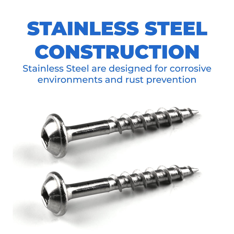 Kreg Stainless Steel Pocket Hole Screws - SML-C125S5-100 - 1-1/4-Inch - Coarse Thread - Maxi-Loc Head - Outdoor - 100 Count