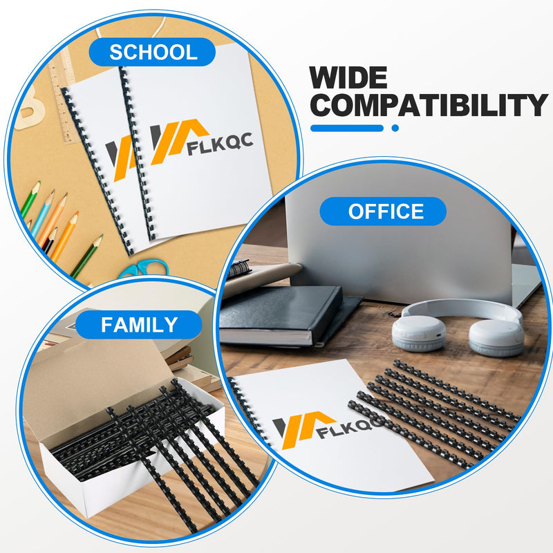 100PCS 21 Ring Plastic Comb Binding Spines 1/2 Inch Diameter, 65 Sheet Capacity, A4, Black Binding Comb (1/2" 65 Sheet Capacity) (5/8 inch, 100 Pack) 5/8 inch, 100 pack