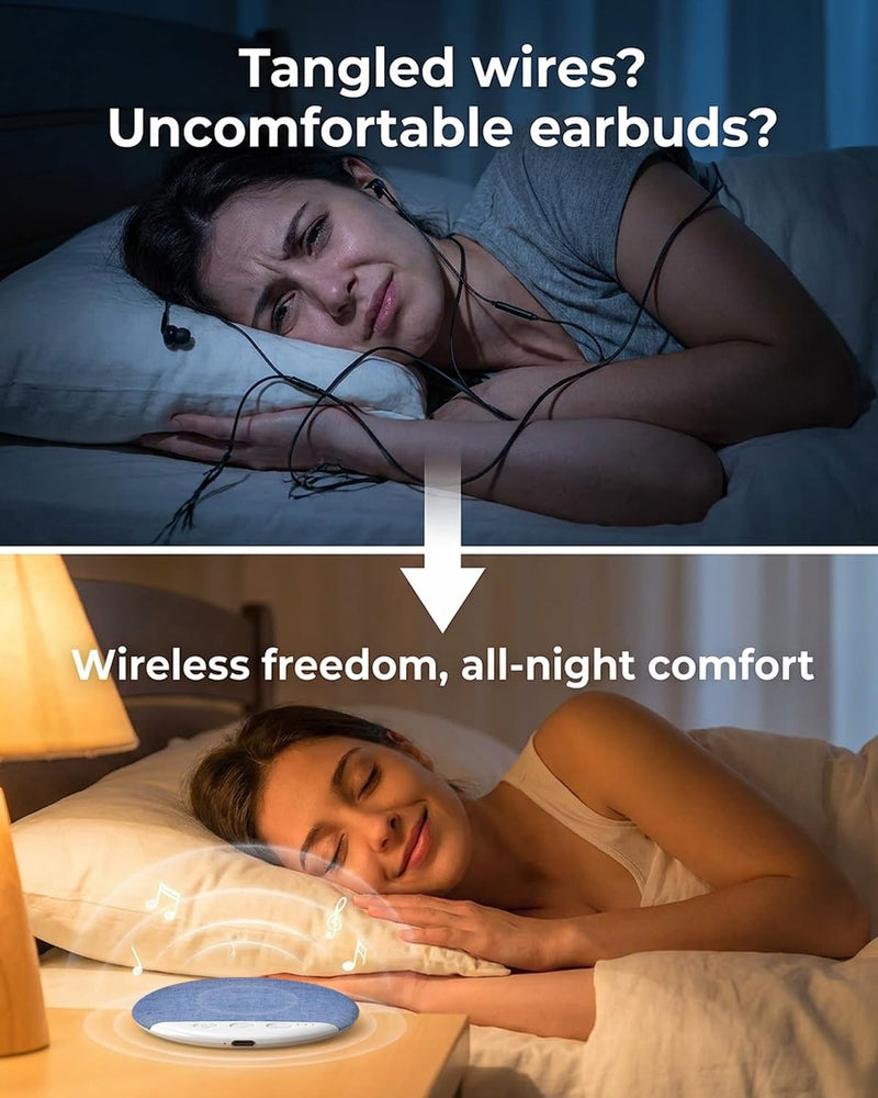 Under Pillow Speaker for Sleeping, Bluetooth Sleep Speaker with White Noise Machine and Timer, Headphone-Free Mini Sound Speaker for Side Sleepers (Blue) Blue