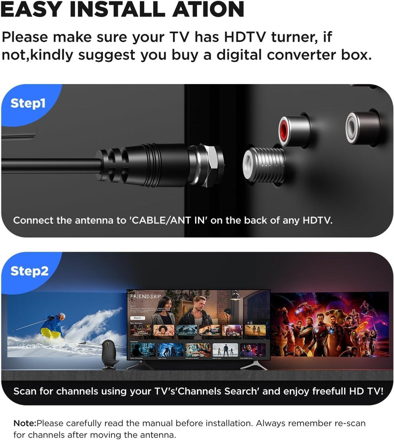 TV Antenna Indoor Long Range 1200+ Miles, Digital HD Antenna with Signal Booster & Smart Chip, Supports 4K 1080P Local Channels for Smart/Older TV, 18ft Cable