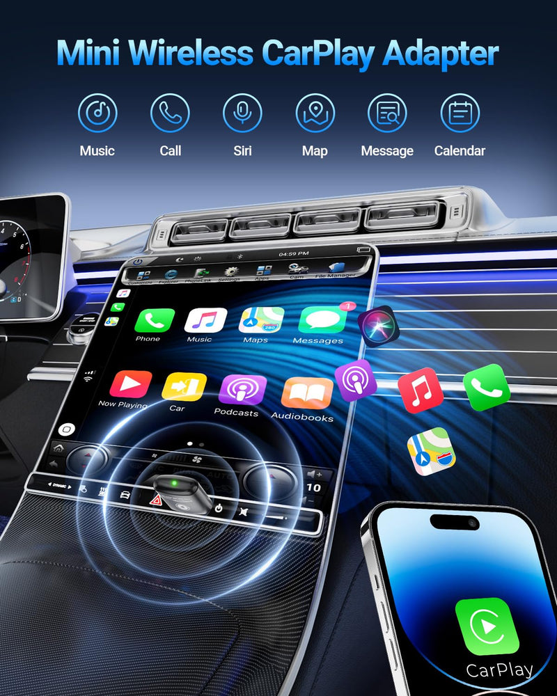 Wireless CarPlay Adapter for Apple iPhone（2026 Upgraded） Mini Design, Converts Factory Wired to Wireless Adapter for CarPlay, Plug and Play, Auto Connect Fast and Stable(Dark Gray) Dark Gray