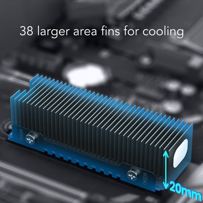 M.2 SSD Cooler with Thermal Pad for PC Office, 2280 M.2 SSD Heatsink with 38 Cooling Fins, Effective Heat Dissipation.