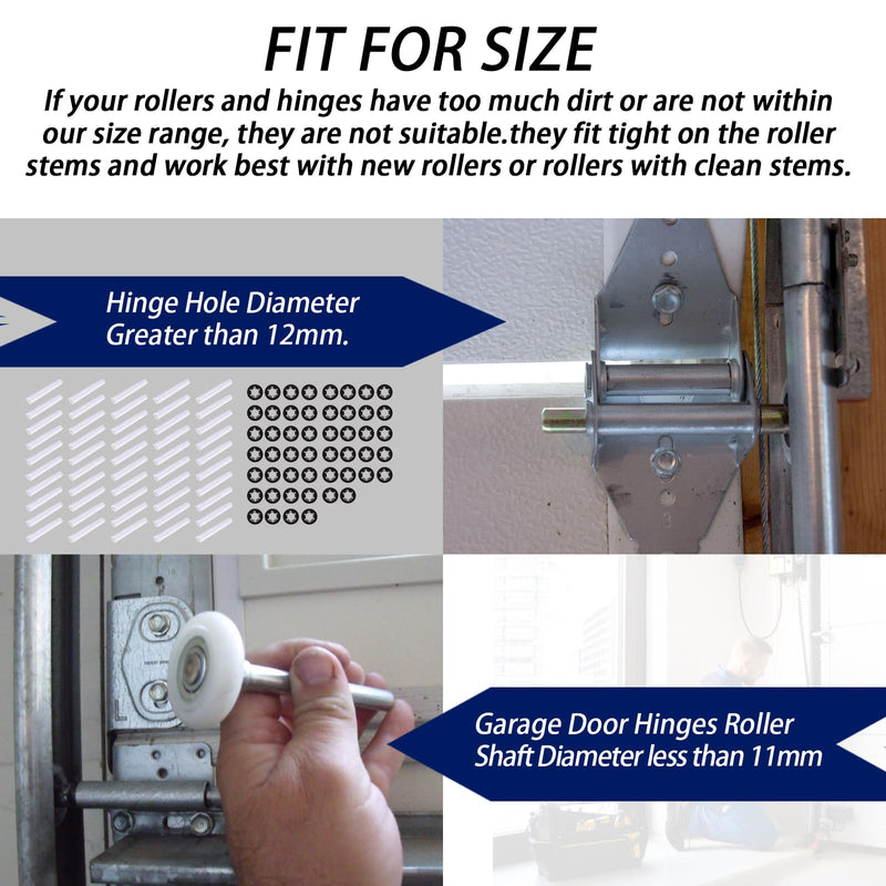 XTPTFABS Garage Door Hinge Quiet Roller Sleeves Shaft gaskets Compatible with New Rollers or Stems (ID-11mm; OD-11.90mm; L-80mm)