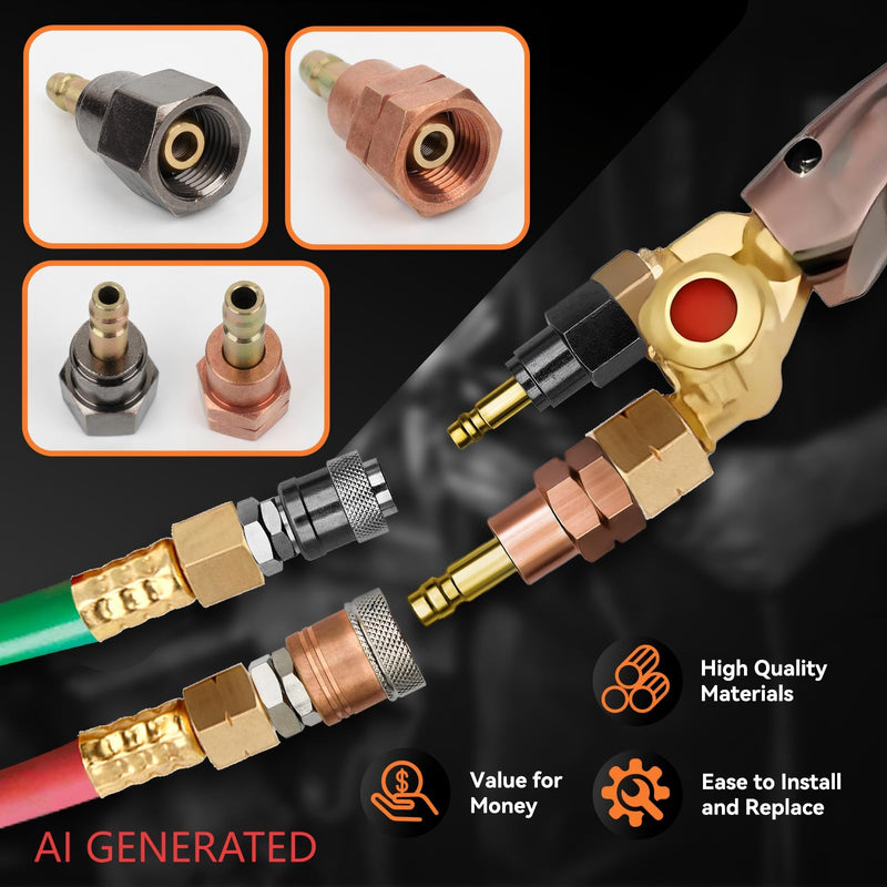 Oxy Acetylene Torch Quick Connects Fittings| Fit 9/16"-18 B Fittings | QDB10 Heavy-duty Safe and Durable Design| Brass |Stainless Steel |Special Corrosion-Resistant Materials|OEM
