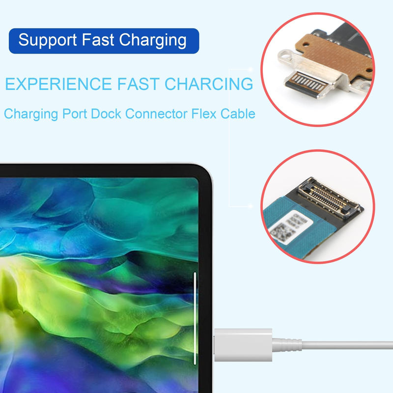 Dock Connector Replacement for iPad Pro 11" 3rd 4th A2377 A2301 A2759 A2435 for iPad Pro 12.9" 5th 6th A2378 A2379 A2436 A2764 2021 2022 Charging Port Replacement Flex Cable with Tools