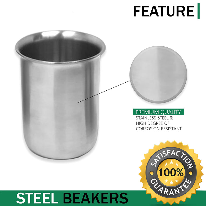 Stainless Steel Lab Beakers with Rim, Low Form, 1000mL 1000 mL