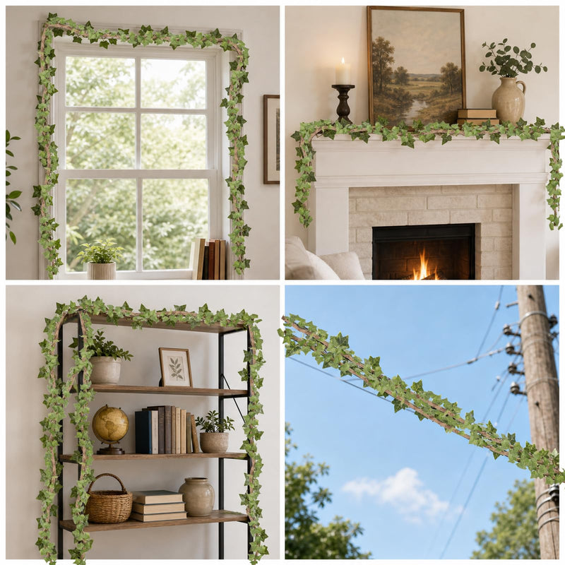 Artificial Leaf Vine Decor – Flexible Wire Protector for Indoor Outdoor Use | Garden, DIY Landscaping & Home Decor 1/2 Inch x 10FT