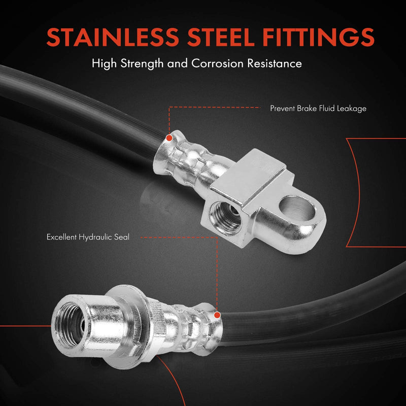 A-Premium Rear Center Brake Hydraulic Hose Compatible with Select Chevy and GMC Models - Silverado 1500/2500/3500/1500 HD/2500 HD/1500 HD Classic/2500 HD Classic, Sierra 1500/2500/3500/1500 HD/2500 HD