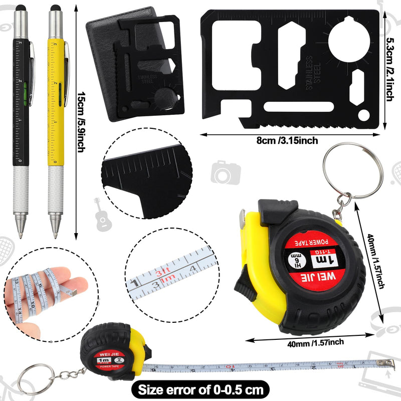 48 Pcs Mini Screwdriver Tape Keychain Set Multitool Pen Card Father's Gifts Bulk Mini Tool Set for Adult Men Dad (Yellow,Black) 48 Yellow,black