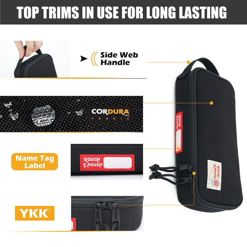 Rough Enough Small Tool Bag Pouch Box EDC Organizer Storage Case for Accessories with Zipper Portable Handle Black