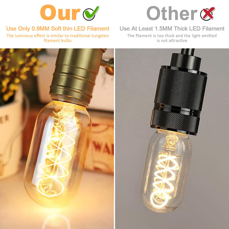 E26 LED Bulb 6W Equivalent 60 watt, Vintage Edison Bulbs, Warm White 2700K Amber E26 Edison Bulb dimmable,Tubular T14 T45 LED Light Bulb, AC120V,500lm,CR90+,Glass,Pack of 4 Amber 6w-2700k 4pcs