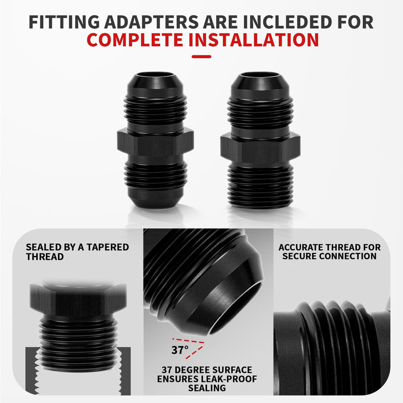 6AN PTFE Hose End Fittings Kit,0/45/90/180 Degree Fittings with Quick-Disconnect Adapters,AN Wrench Protectors & PTFE Hose Assemby Tool For LS Swap EFI System 6AN (27pcs) Black