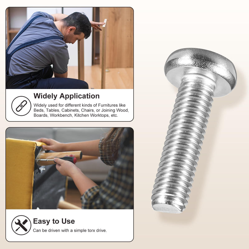 METALLIXITY Pan Head Torx Security Screws Bolts (M5-0.8x20mm) 250Pcs, Button Torx Head Machine Screws 304 Stainless Steel - for Furniture Woodworking Project, Silver Tone M5-0.8x20mm 250