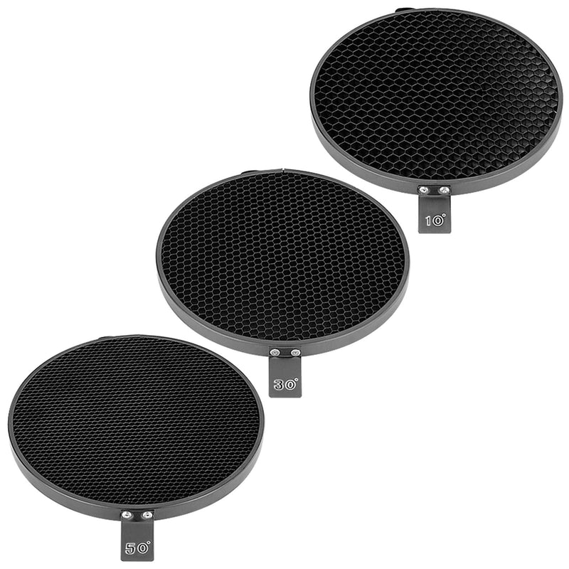 Neewer 7inch/ 18cm Standard Reflector Diffuser with 10/30/50 Degree Honeycomb Grid for Bowens Mount Studio Light Strobe Flash NK-NABOGD-103050