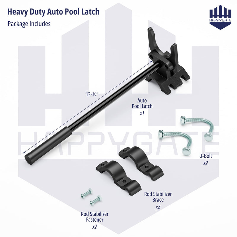 Pool Gate Latch, Auto Pool Gate Safety Latch for Chain Link Fence, Push Style Pool Gate Lock Chain Link Fence Gate Latch for Metal Gates, Outdoor Pool Safety (1-3/8"x2-3/8") 1-3/8"x2-3/8"