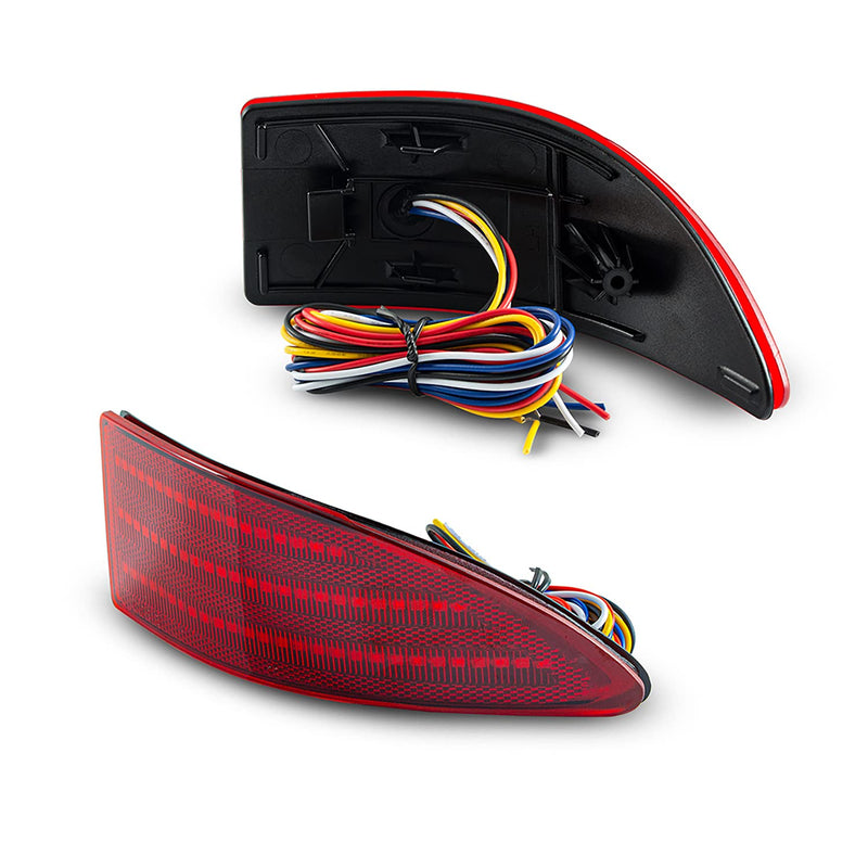 LED Rear Bumper Reflector Light Compatible with Lexus IS250/IS350 2006-2012 w/4 Functions Running+Turn+Signal+Brake+Reverse Lighting Red Lens Red(4Functions)
