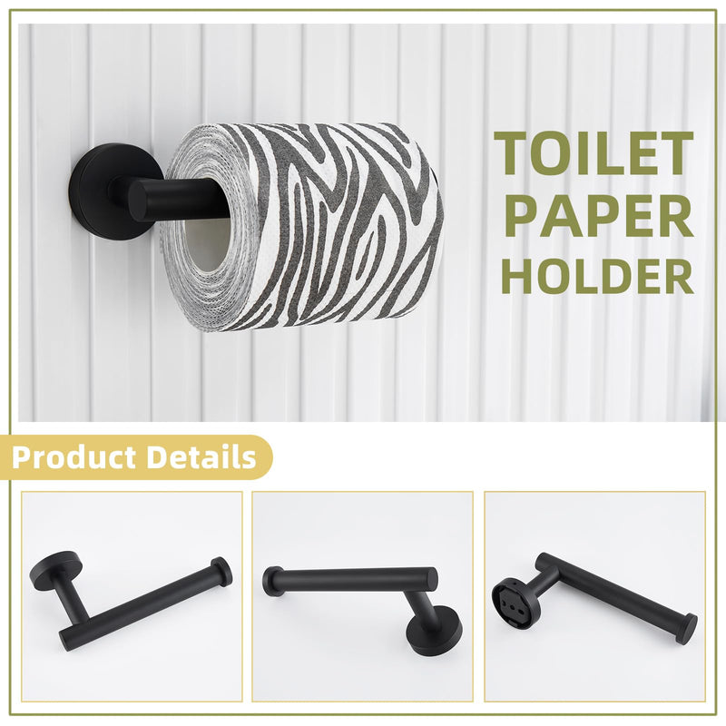 APLusee Matte Black 2 Pieces Bath Accessories Set, Hand Towel Ring and Toilet Paper Holder, Stainless Steel Bathroom Hardware, Wall Mounted Matte Black Round Shape